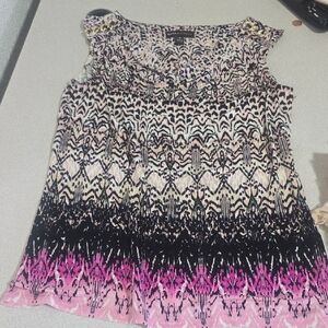 Dana Buchman Black and Pink Patterned Blouse